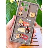 Samsung Galaxy S22 Ultra Kılıf Tasarımlı Desenli Kamera Korumalı Ayıcık Kahve Renkli Yumuşak Silikon - Galaxy S22 UItra - Cute Coco