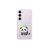 Samsung Galaxy S23 Plus ile Uyumlu Splash Panda Tasarımlı Şeffaf Silikon Kılıf