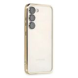 Samsung Galaxy S23 Plus Kılıf Lensli Silikon - Gold-(5796)