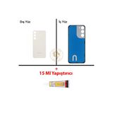 Samsung Galaxy S23 Plus Krem Renk Uyumlu Arka Kapak + B7000 Yapıştırıcı Arka Cam Batarya Kapağı Pil Kapağı Lazer Kesim Back Cover Galaxy S23 Plus Uyumlu
