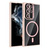 Samsung Galaxy S23 Ultra İle Uyumlu Kılıf Standlı ve Kamera Lens Hediyeli Kablosuz Şarj Özellikli Etro Kapak T37288 Pembe