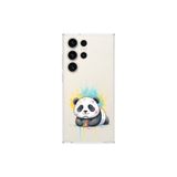 Samsung Galaxy S23 Ultra ile Uyumlu Splash Panda Tasarımlı Şeffaf Silikon Kılıf