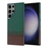 Samsung Galaxy S23 Ultra Kılıf Kablosuz Şarj Özellikli Karbon Fiber Görünümlü Nekst Kapak