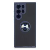 Samsung Galaxy S23 Ultra Kılıf Montreal Yüzüklü Silikon Kapak - Lacivert-(5796)