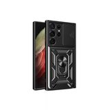 Samsung Galaxy S23 Ultra Kılıf Pars Lens Yüzüklü Silikon - Siyah