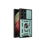 Samsung Galaxy S23 Ultra Kılıf Pars Lens Yüzüklü Silikon - Yeşil-(5796)