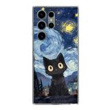 Samsung Galaxy S23 ULTRA Uyumlu Gece Yarısı Kedi Tasarımlı Baskılı Silikon Kılıf