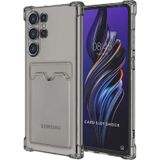 Samsung Galaxy S23 Ultra Uyumlu Kılıf Darbe Emici Kartlıklı Cüzdanlı Silikon Kapak - Füme