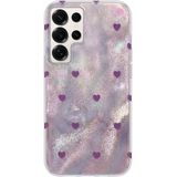 Samsung Galaxy S23 Ultra Uyumlu Kılıf Zebana Pink Heart Silikon Kılıf Lila