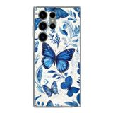 Samsung Galaxy S23 ULTRA Uyumlu Mavi Kelebekler Baskılı Silikon Kılıf