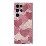 Samsung Galaxy S23 ULTRA Uyumlu Pastel Gül Kurusu ve Pembe Kalpli Baskılı Silikon Kılıf