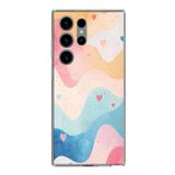 Samsung Galaxy S23 ULTRA Uyumlu Pastel Renkli Dalgalı ve Kalp Baskılı Silikon Kılıf