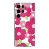 Samsung Galaxy S23 ULTRA Uyumlu Pembe Çiçek Desenli Baskılı Silikon Kılıf