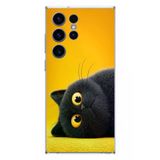 Samsung Galaxy S23 Ultra Uyumlu Yan Bakan Siyah Kedi Baskılı Silikon Kılıf