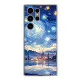 Samsung Galaxy S23 ULTRA Uyumlu Yıldızlı Gökyüzü ve Şehir Silüeti Baskılı Silikon Kılıf