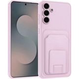 Samsung Galaxy S24 Fe Uyumlu Kılıf Zebana Flexstand Kartlıklı Silikon Kılıf Rose Gold