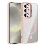 Samsung Galaxy S24 İle Uyumlu Kılıf Standlı ve Kamera Lens Hediyeli Kablosuz Şarj Özellikli Etro Kapak T37289 Pembe