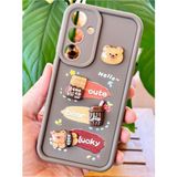Samsung Galaxy S24 Kılıf Tasarımlı Desenli Kamera Korumalı Ayıcık Kahve Yumuşak Silikon Kapak - Cute Coco