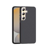 Samsung Galaxy S24 Plus Kılıf Kablosuz Şarj Özellikli Karbon Fiber Görünümlü Gros Kapak Siyah