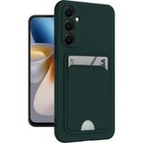 Samsung Galaxy S24 Plus Uyumlu Arka Kamera Korumalı Kart Koyulabilen Silikon Kartlıklı Kılıf Kapak - Koyu Yeşil
