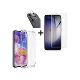 Samsung Galaxy S24 Plus Uyumlu Kılıf Şeffaf Temperli Kırılmaz Cam Ekran Ve Kamera Lens Koruyucu Seti