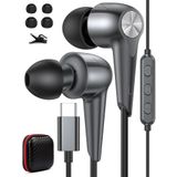 Samsung Galaxy S24 Ultra S23 FE S22 S21 Z Flip Fold 5 için Mikrofonlu USB C Kulakiçi Kulaklıklar iPhone 15 Pro Max iPad Oneplus Pixel 8 7 6 için Kablolu Kulak İçi Gürültü Önleyici Spor Kulaklık