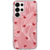 Samsung Galaxy S24 Ultra Uyumlu Kılıf Zebana Pink Heart Silikon Kılıf Kırmızı