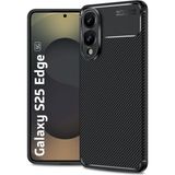 Samsung Galaxy S25 Edge Uyumlu Kılıf Karbon Tasarım Kamera Korumalı Silikon Telefon Kılıfı Kapak - Siyah