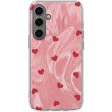 Samsung Galaxy S25 Fe Uyumlu Kılıf Zebana Pink Heart Silikon Kılıf Kırmızı