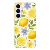 Samsung Galaxy S25 FE Uyumlu Sulu Boya Limon ve Çiçek Desenli Baskılı Silikon Kılıf