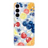 Samsung Galaxy S25 FE Uyumlu Sulu Boya Meyve ve Çiçek Desenli Baskılı Silikon Kılıf