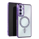 Samsung Galaxy S25 Kılıf Joke Simli Magneticsafe Kılıf - Derin Mor
