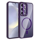 Samsung Galaxy S25 Plus İle Uyumlu Kılıf Standlı ve Kamera Lens Hediyeli Kablosuz Şarj Özellikli Etro Kapak T37294 Derin Mor