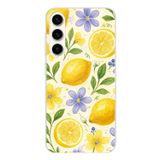Samsung Galaxy S25 PLUS Uyumlu Sulu Boya Limon ve Çiçek Desenli Baskılı Silikon Kılıf