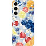 Samsung Galaxy S25 PLUS Uyumlu Sulu Boya Meyve ve Çiçek Desenli Baskılı Silikon Kılıf