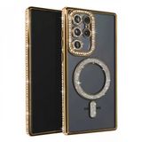 Samsung Galaxy S25 Ultra Kılıf Joke Simli Magneticsafe Kılıf - Gold
