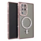 Samsung Galaxy S25 Ultra Kılıf Joke Simli Magneticsafe Kılıf - Pembe