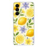 Samsung Galaxy S26+ PLUS Uyumlu Sulu Boya Limon ve Çiçek Desenli Baskılı Silikon Kılıf