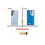 Samsung Galaxy S26 Ultra Mavi Renk Uyumlu Lensli Arka Kapak + B7000 Yapıştırıcı Arka Cam Batarya Kapağı Pil Kapağı Lazer Kesim Back Cover Galaxy S26 Ultra Uyumlu