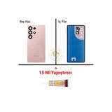 Samsung Galaxy S26 Ultra Pembe Renk Uyumlu Lensli Arka Kapak + B7000 Yapıştırıcı Arka Cam Batarya Kapağı Pil Kapağı Lazer Kesim Back Cover Galaxy S26 Ultra Uyumlu