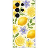 Samsung Galaxy S26 Ultra Uyumlu Sulu Boya Limon ve Çiçek Desenli Baskılı Silikon Kılıf
