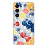 Samsung Galaxy S26 Uyumlu Sulu Boya Meyve ve Çiçek Desenli Baskılı Silikon Kılıf