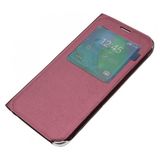 Samsung Galaxy S6 Kilif S-View Pencereli (Suni Deri) - Bordo