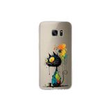 Samsung Galaxy S7 Edge ile Uyumlu Splash Kedi Tasarımlı Slimfit Şeffaf Silikon Kılıf