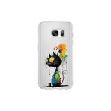 Samsung Galaxy S7 ile Uyumlu Splash Kedi Tasarımlı Slimfit Şeffaf Silikon Kılıf