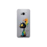 Samsung Galaxy S8 ile Uyumlu Splash Kedi Tasarımlı Slimfit Şeffaf Silikon Kılıf