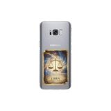 Samsung Galaxy S8 Plus ile Uyumlu Burç Kartları Terazi Tasarımlı Şeffaf Silikon Kılıf