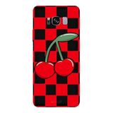 Samsung Galaxy S8 Plus İle Uyumlu Siyah Cherry Pop Desenli Silikon Kılıf