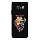 Samsung Galaxy S8 Plus İle Uyumlu Siyah Floral Heart Desenli Silikon Kılıf