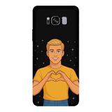 Samsung Galaxy S8 Plus İle Uyumlu Siyah Golden Heart Desenli Silikon Kılıf